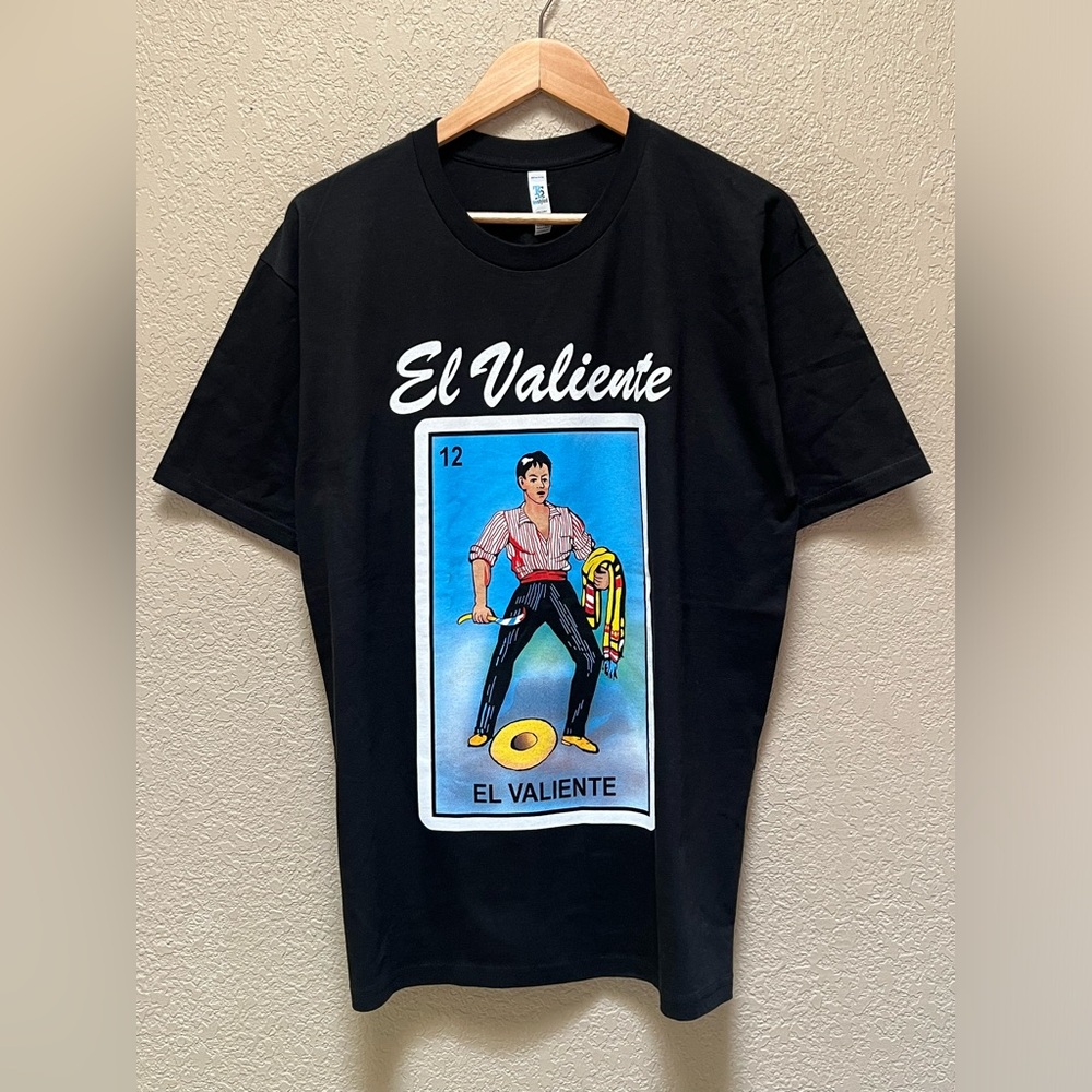 El Valiente Mexican Loteria Printed Shortsleeve T-Shirt Mens Size Large